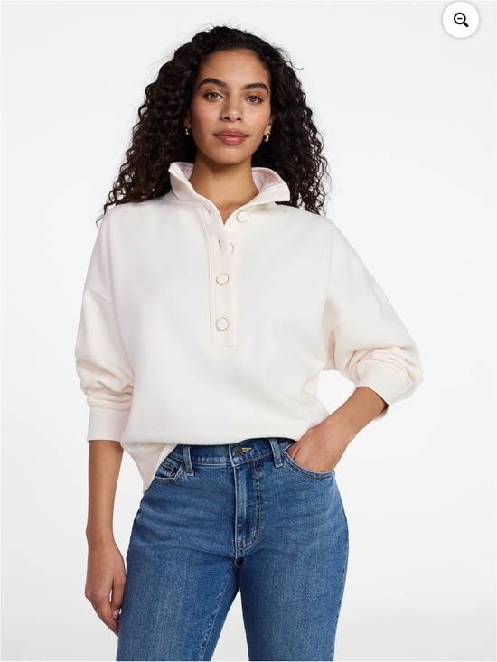 Time and Tru Tops - Time and Tru Women’s Mother of Pearl Quarter Button Fleece LS Top Size XXL NWT